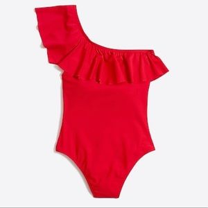 NWT J.Crew Factory Red Ruffle one-piece swimsuit
